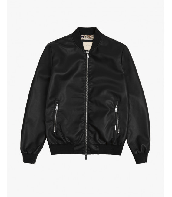 Faux-leather bomber jacket