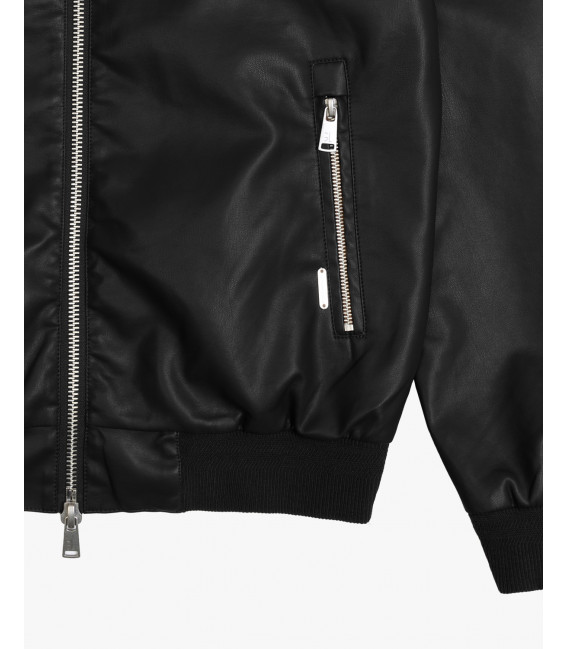 Faux-leather bomber jacket