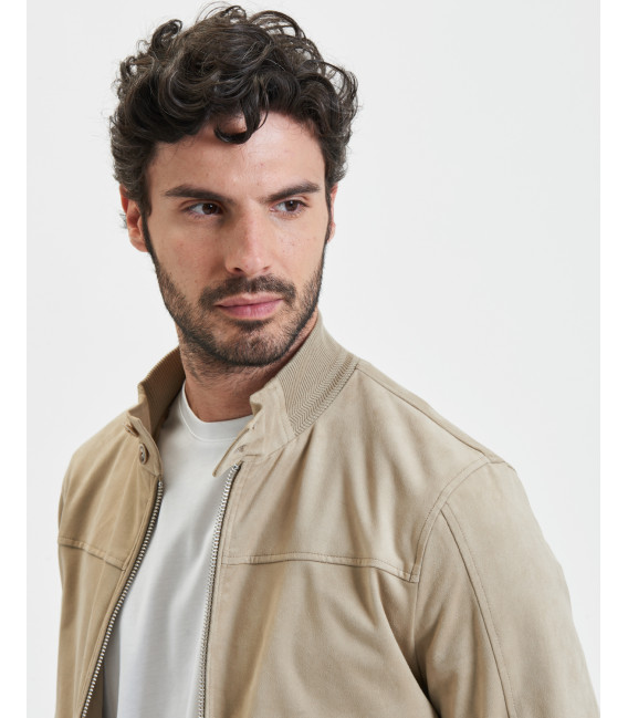 Faux-suede bomber jacket