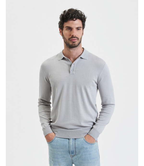 Relaxed fit long sleeves polo shirt