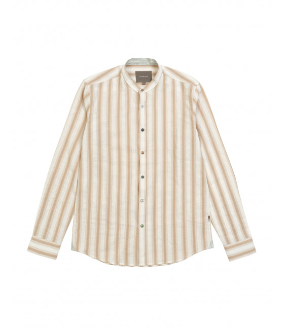 Mandarin collar shirt with stripes