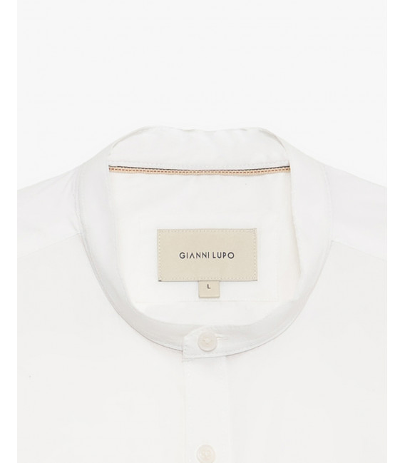 Stretch cotton mandarin collar shirt