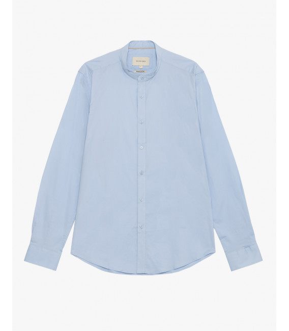 Stretch cotton mandarin collar shirt