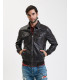 Distressed effect faux-leather bomber jacket