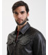 Distressed effect faux-leather bomber jacket