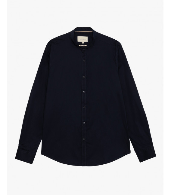 Stretch cotton mandarin collar shirt