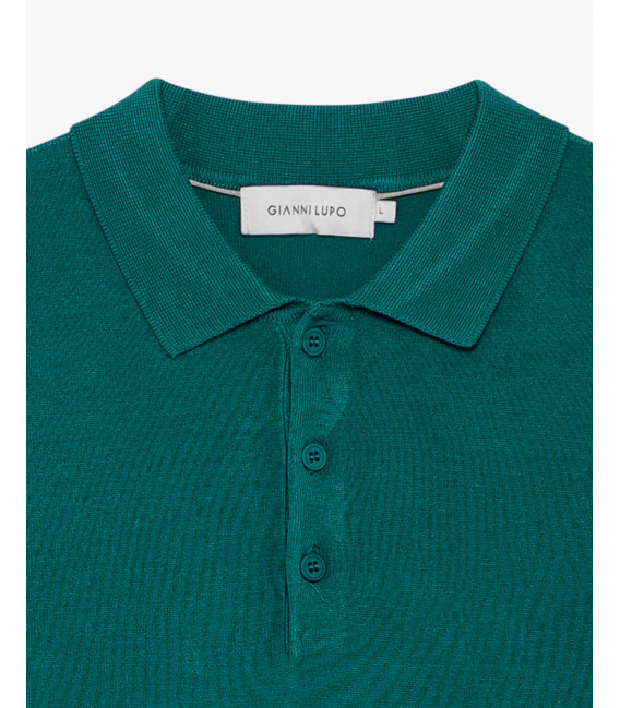 Muscle fit knitted polo shirt