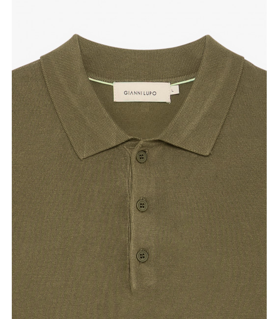 Muscle fit knitted polo shirt