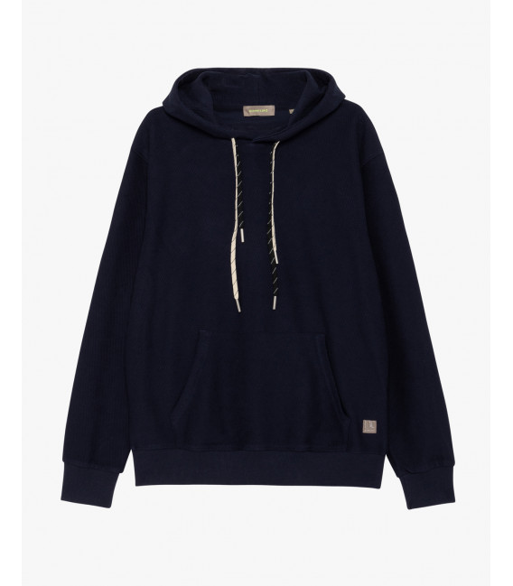 Felpa texturizzata con cappuccio e doppia coulisse