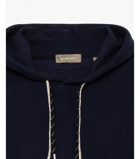 Felpa texturizzata con cappuccio e doppia coulisse