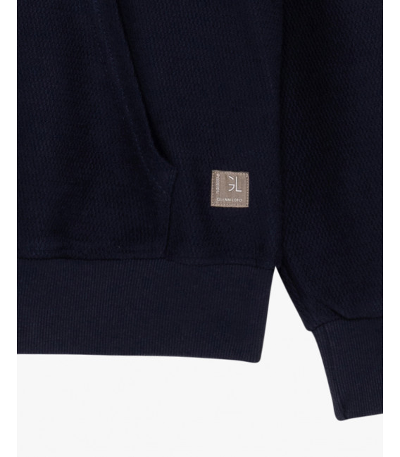 Felpa texturizzata con cappuccio e doppia coulisse