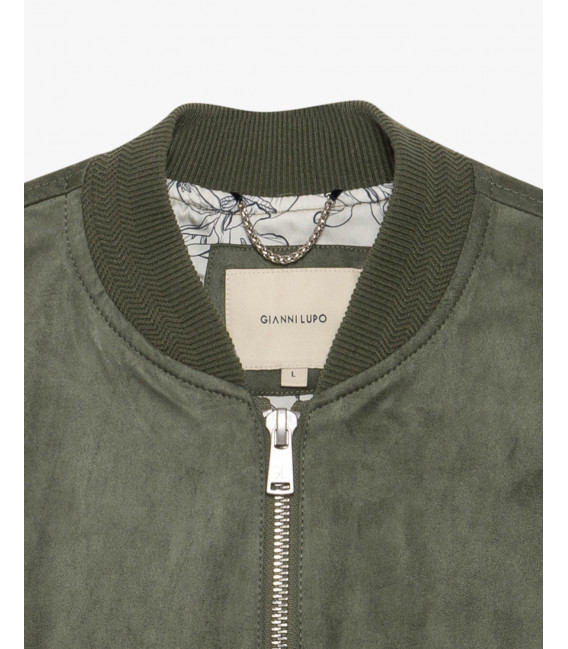 Giubbotto bomber effetto camoscio