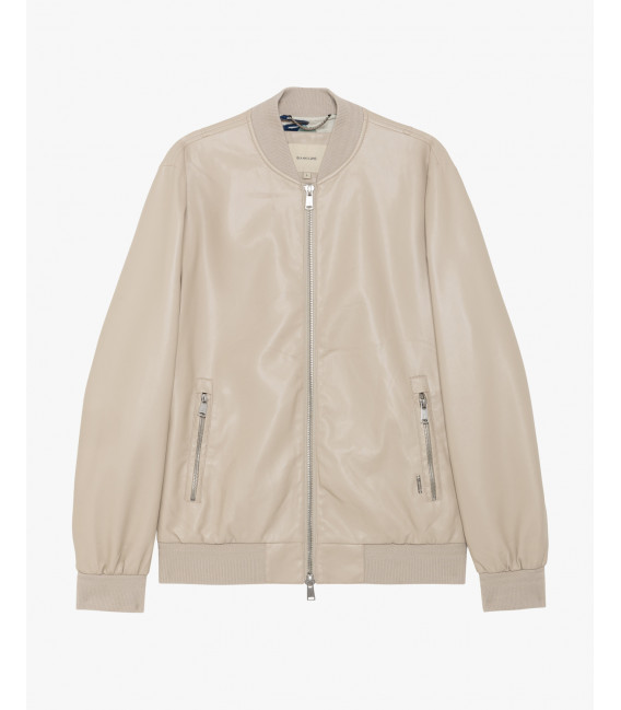 Faux-leather bomber jacket