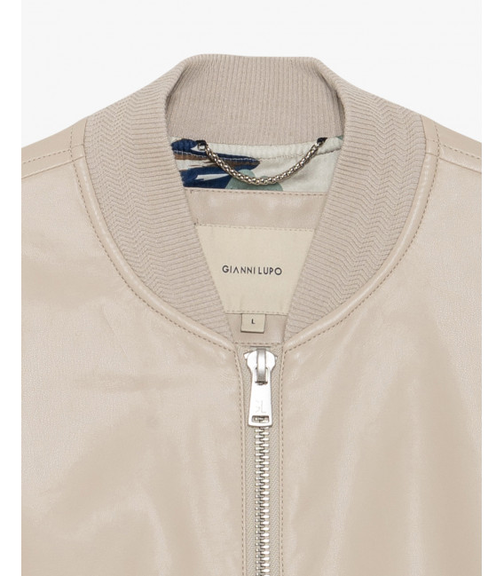 Faux-leather bomber jacket