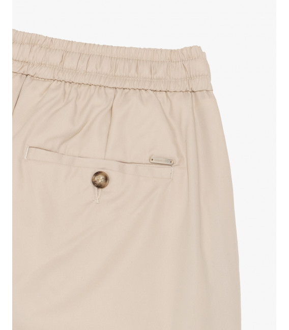 Wide leg drawstring trousers with double pleats
