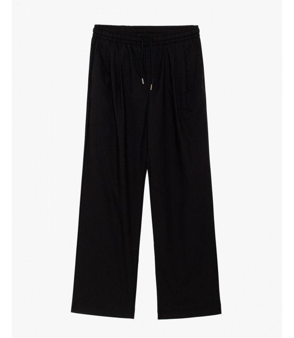 Pantaloni con laccio wide leg con doppia pinces