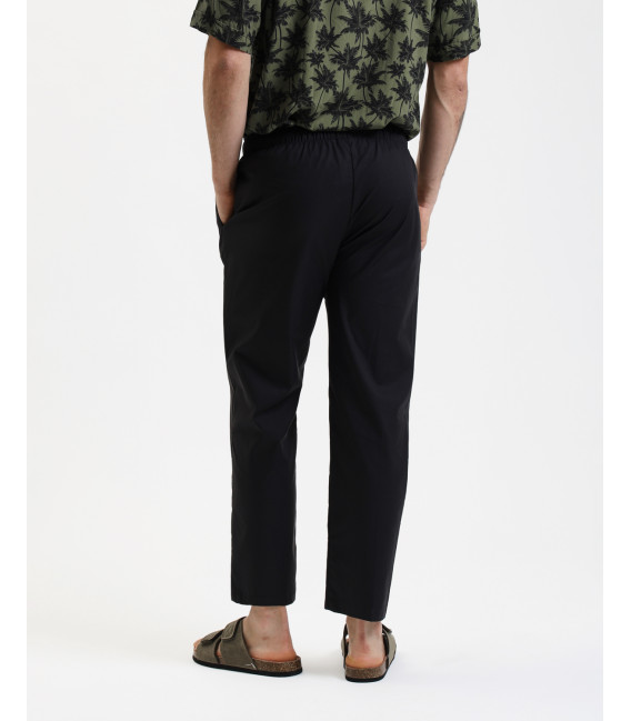 Wide leg drawstring trousers with flat front crease