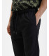 Wide leg drawstring trousers with flat front crease