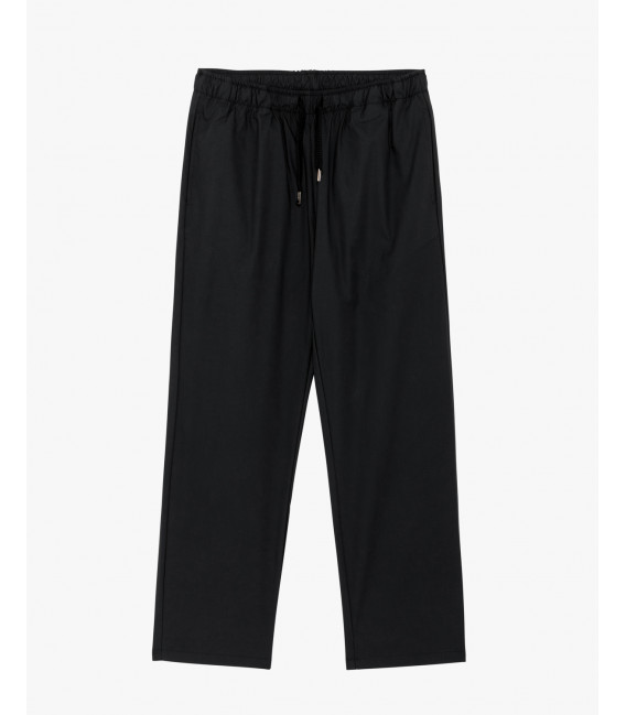 Wide leg drawstring trousers with flat front crease