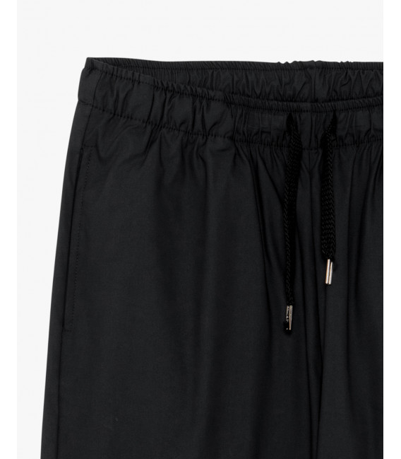 Wide leg drawstring trousers with flat front crease