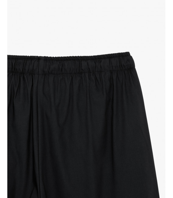 Wide leg drawstring trousers with flat front crease