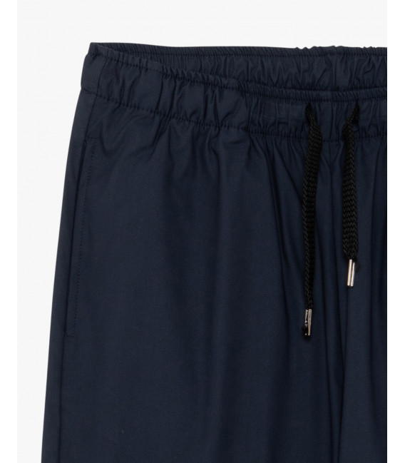 Wide leg drawstring trousers with flat front crease