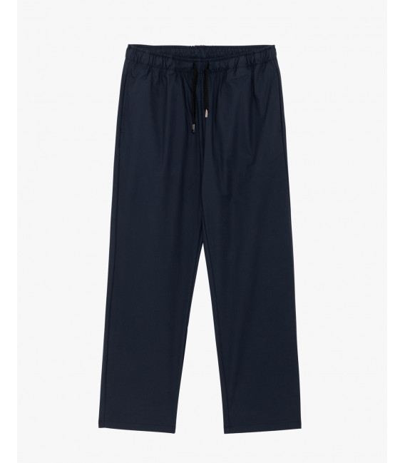 Wide leg drawstring trousers with flat front crease