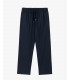 Wide leg drawstring trousers with flat front crease