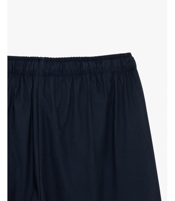 Wide leg drawstring trousers with flat front crease
