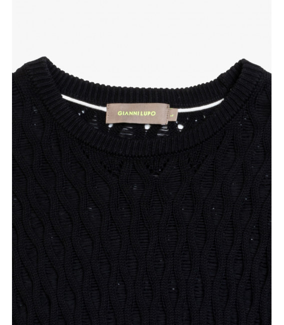 Textured open-knit sweater