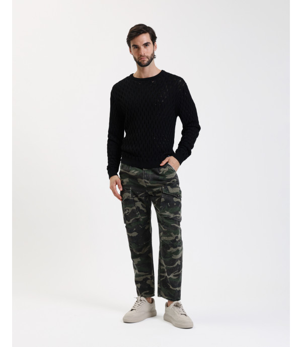 Textured open-knit sweater