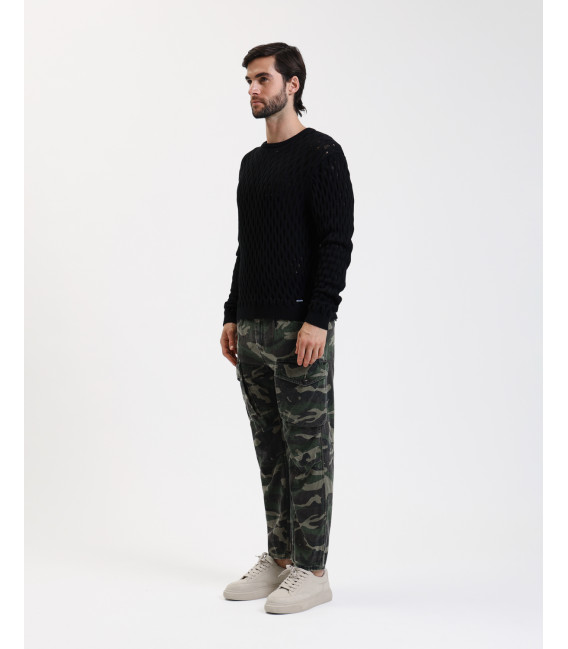 Textured open-knit sweater