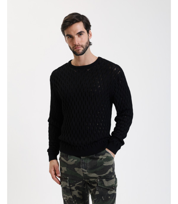 Textured open-knit sweater
