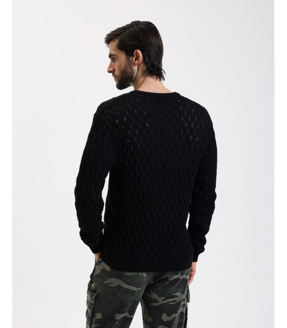 Textured open-knit sweater