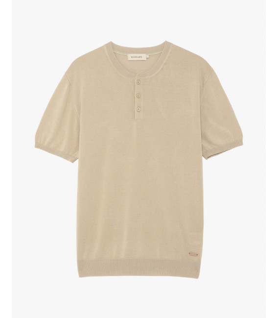 Knitted mandarin collar polo shirt