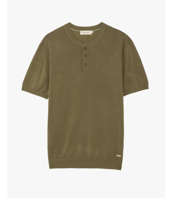 Knitted mandarin collar polo shirt