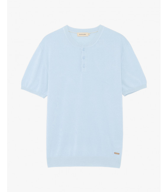 Knitted mandarin collar polo shirt