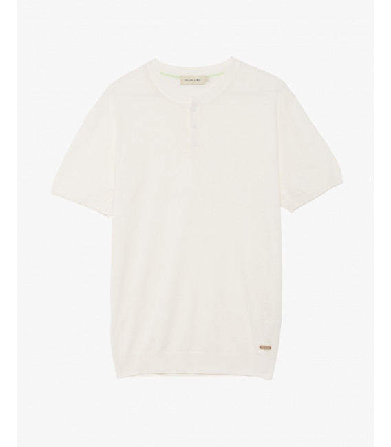 Knitted mandarin collar polo shirt