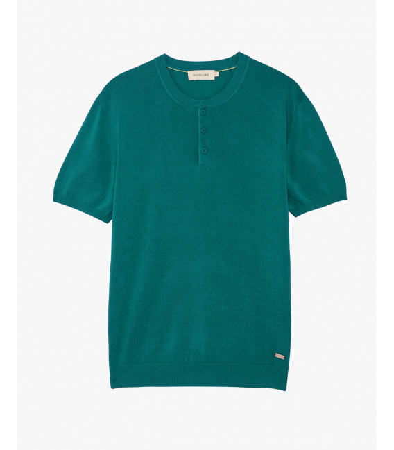 Knitted mandarin collar polo shirt