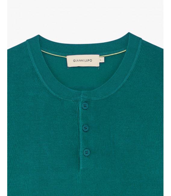 Knitted mandarin collar polo shirt