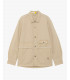 Overshirt stile militare con dettagli sfrangiati e tasche multiple.