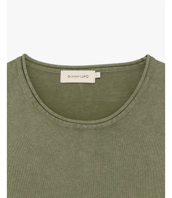 Delave effect cotton sweater