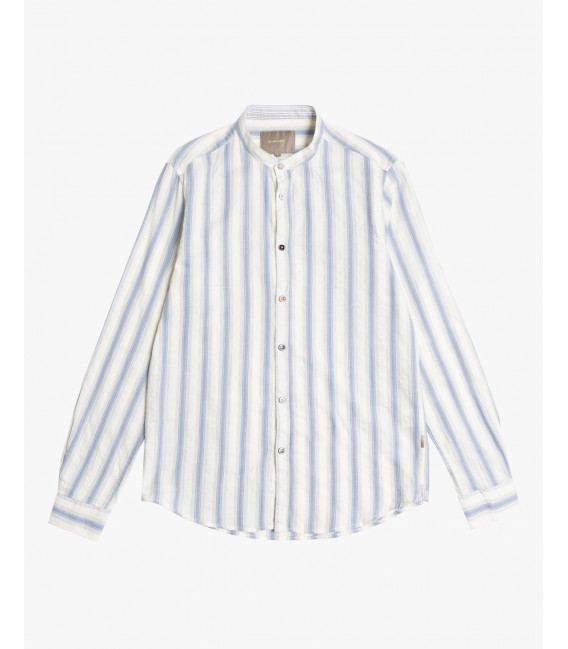 Mandarin collar shirt with stripes