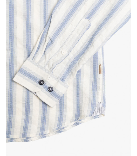 Mandarin collar shirt with stripes