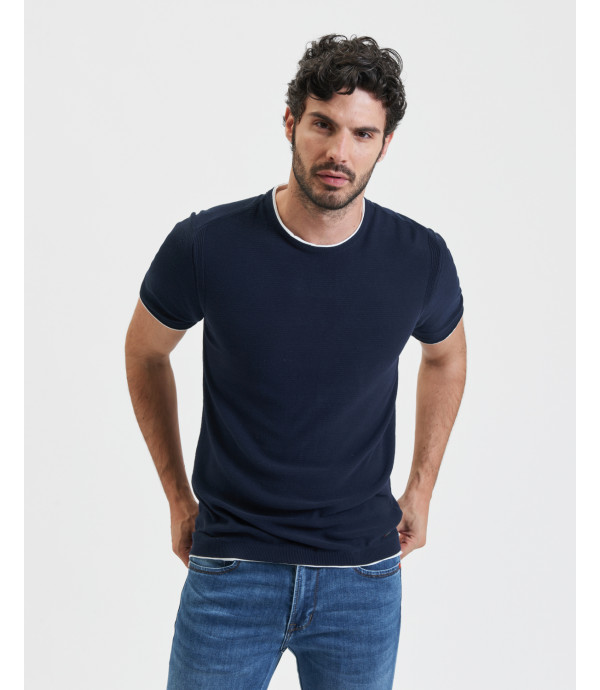 Textured t-shirt in cotton
