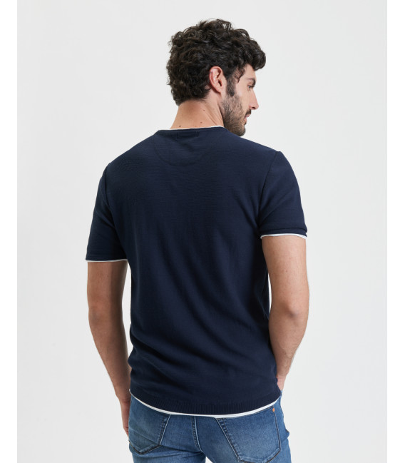 T-shirt girocollo testurizzato in cotone