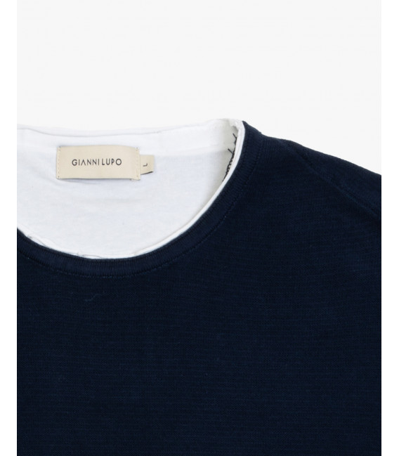 T-shirt girocollo testurizzato in cotone
