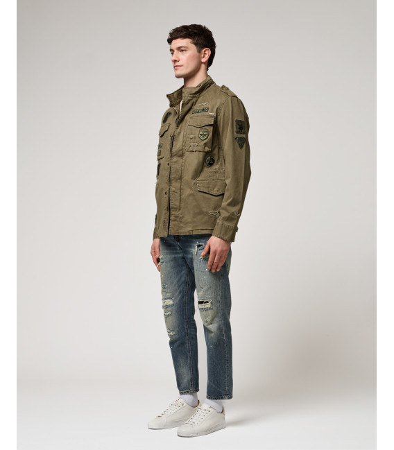 Safari jacket with patches