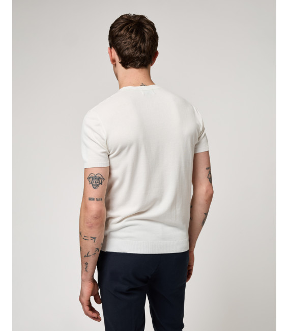 Knitted mandarin collar polo shirt