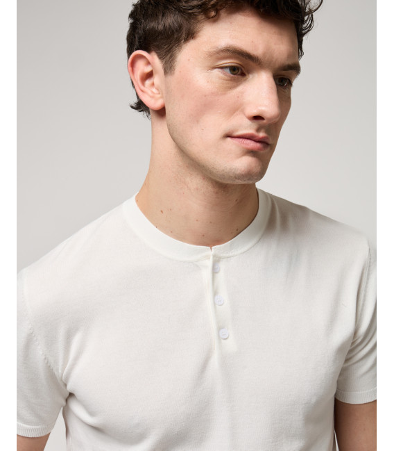 Knitted mandarin collar polo shirt
